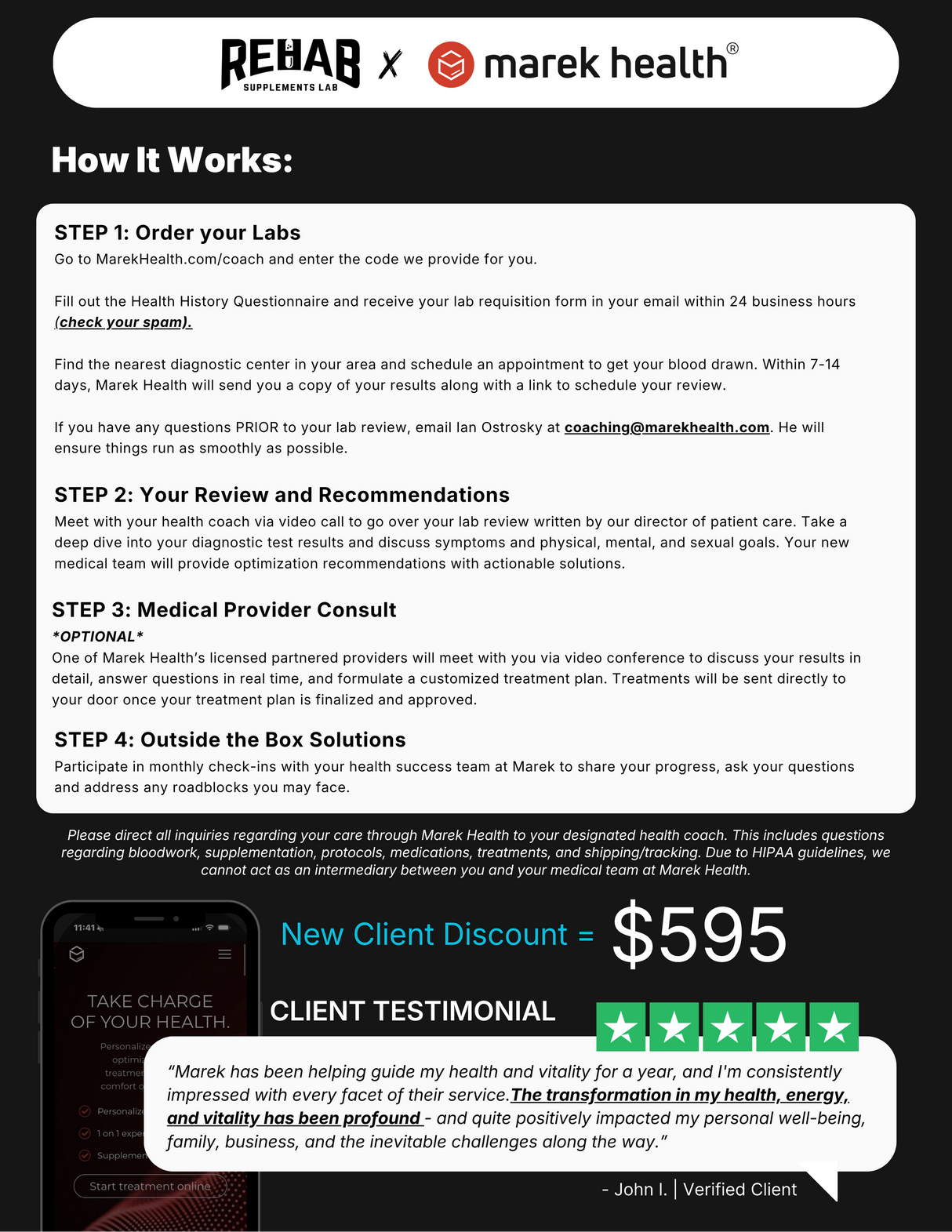 REHAB x Marek Health – The Lab Package (Comprehensive Package) - Rehab Supplements Lab®