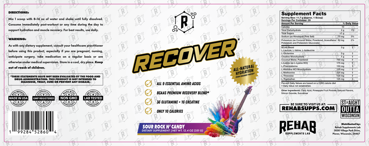 Recover - EAAs BCAAs Creatine Glutamine - Rehab Supplements Lab®