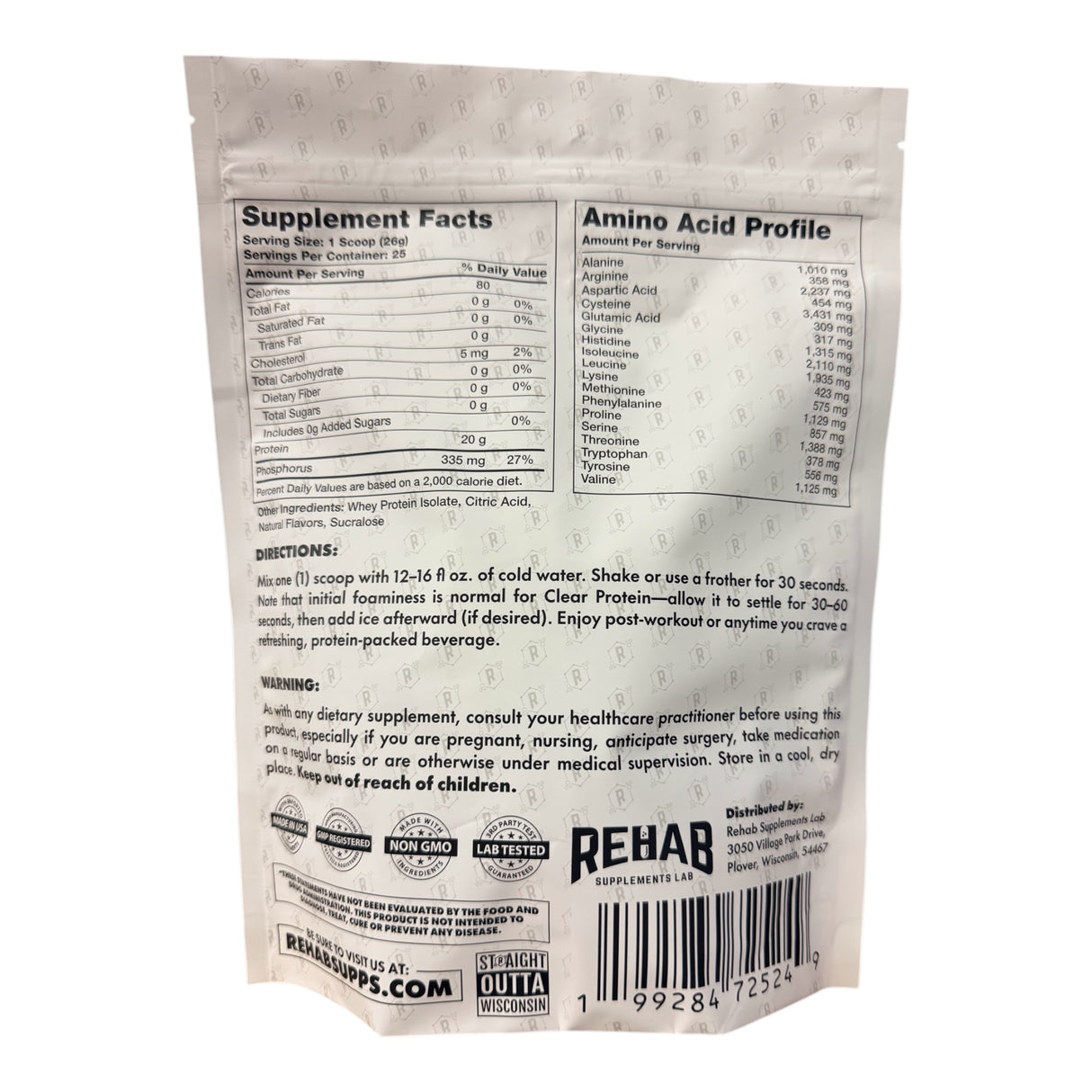 Clear Protein - Pure Whey Isolate - Rehab Supplements Lab®